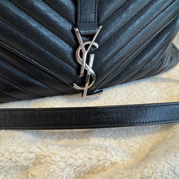 Saint Laurent College Large Flap YSL Shoulder Bag in Quilted Leather - Picture 9 of 10